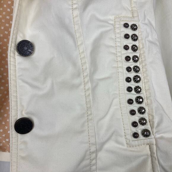 Blue Willi's Life Jacket Women M Cream Studs Embroidered Coat of Arms Style Back - Picture 10 of 13